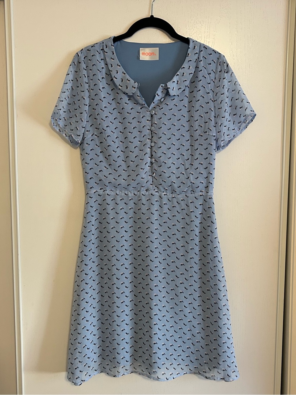 Light Blue Short Sleeve Button-Front Dress